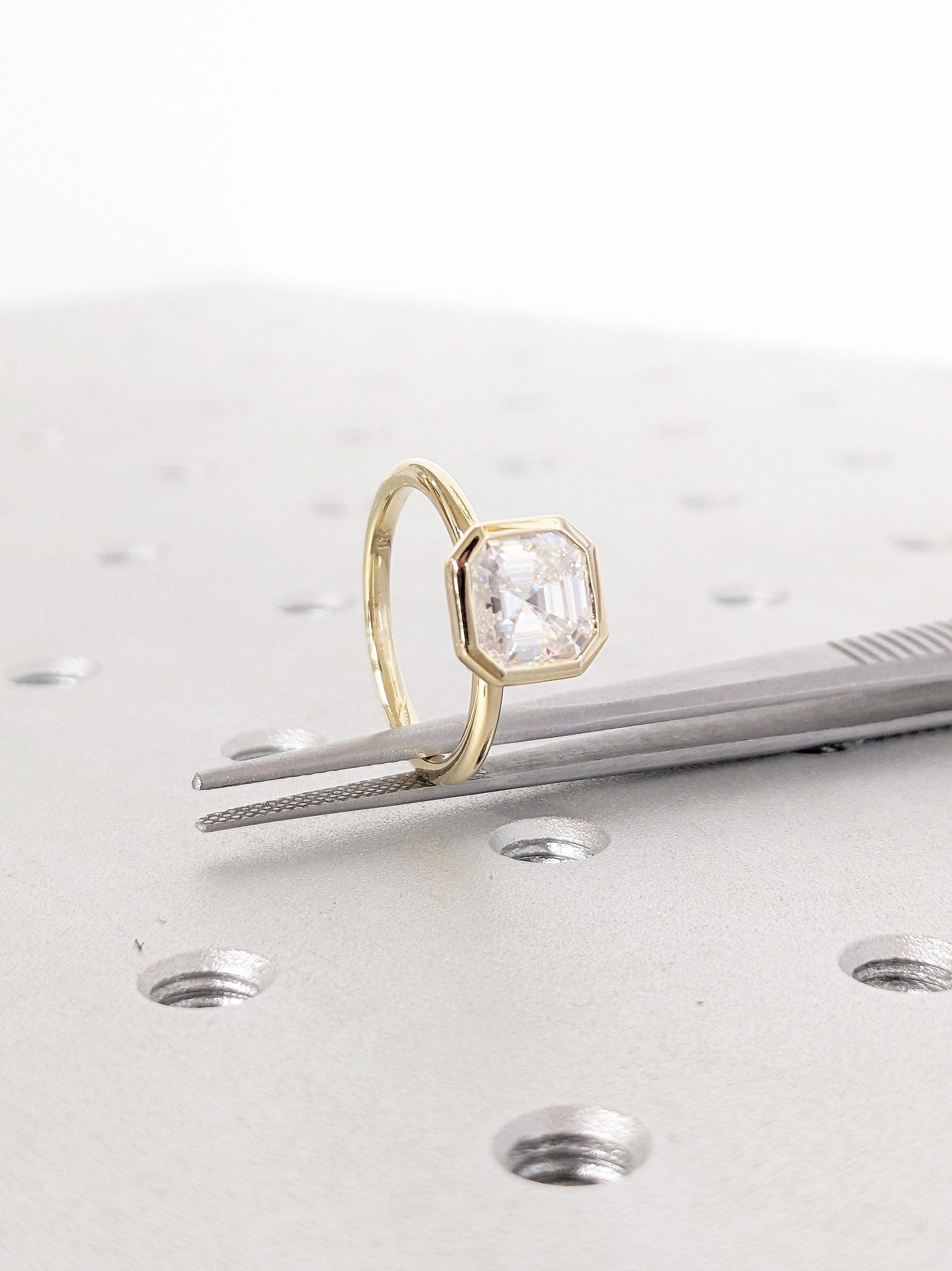 Asscher Three Stones Engagement Ring – 5.75 CT Moissanite Diamond