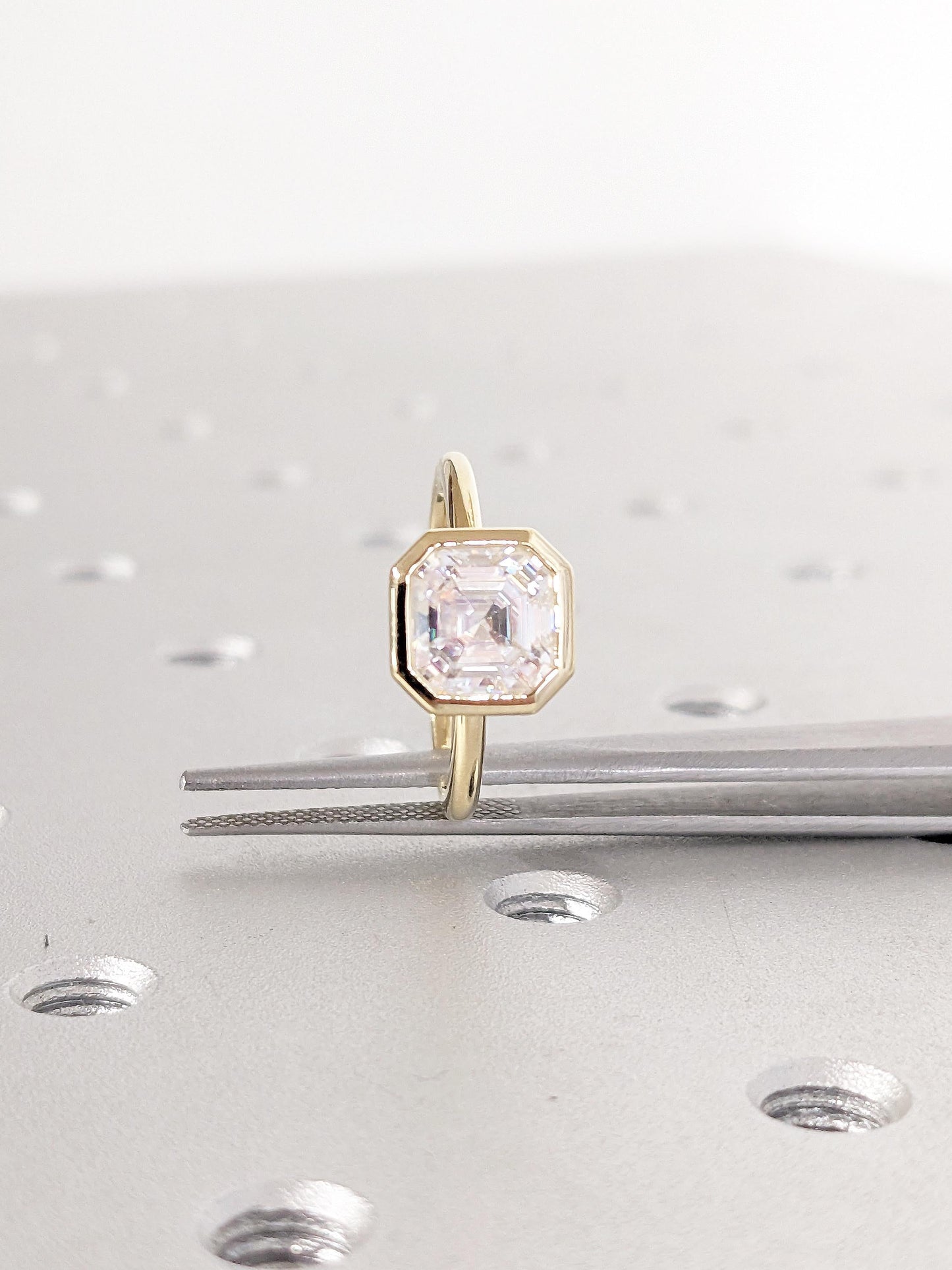 Asscher Three Stones Engagement Ring – 5.75 CT Moissanite Diamond