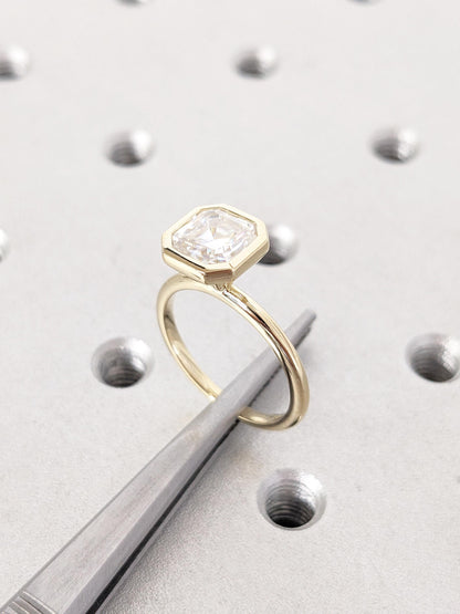 Asscher Three Stones Engagement Ring – 5.75 CT Moissanite Diamond