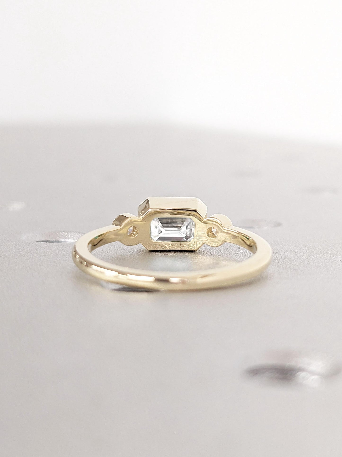 Asscher Three Stones Engagement Ring – 5.75 CT Moissanite Diamond