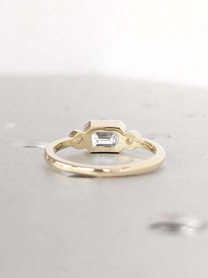 Asscher Three Stones Engagement Ring – 5.75 CT Moissanite Diamond
