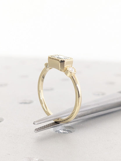 Asscher Three Stones Engagement Ring – 5.75 CT Moissanite Diamond