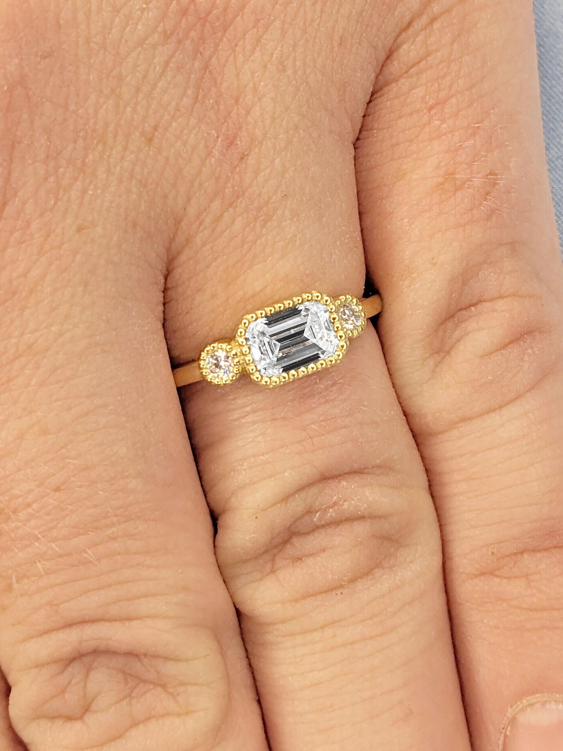 Asscher Three Stones Engagement Ring – 5.75 CT Moissanite Diamond