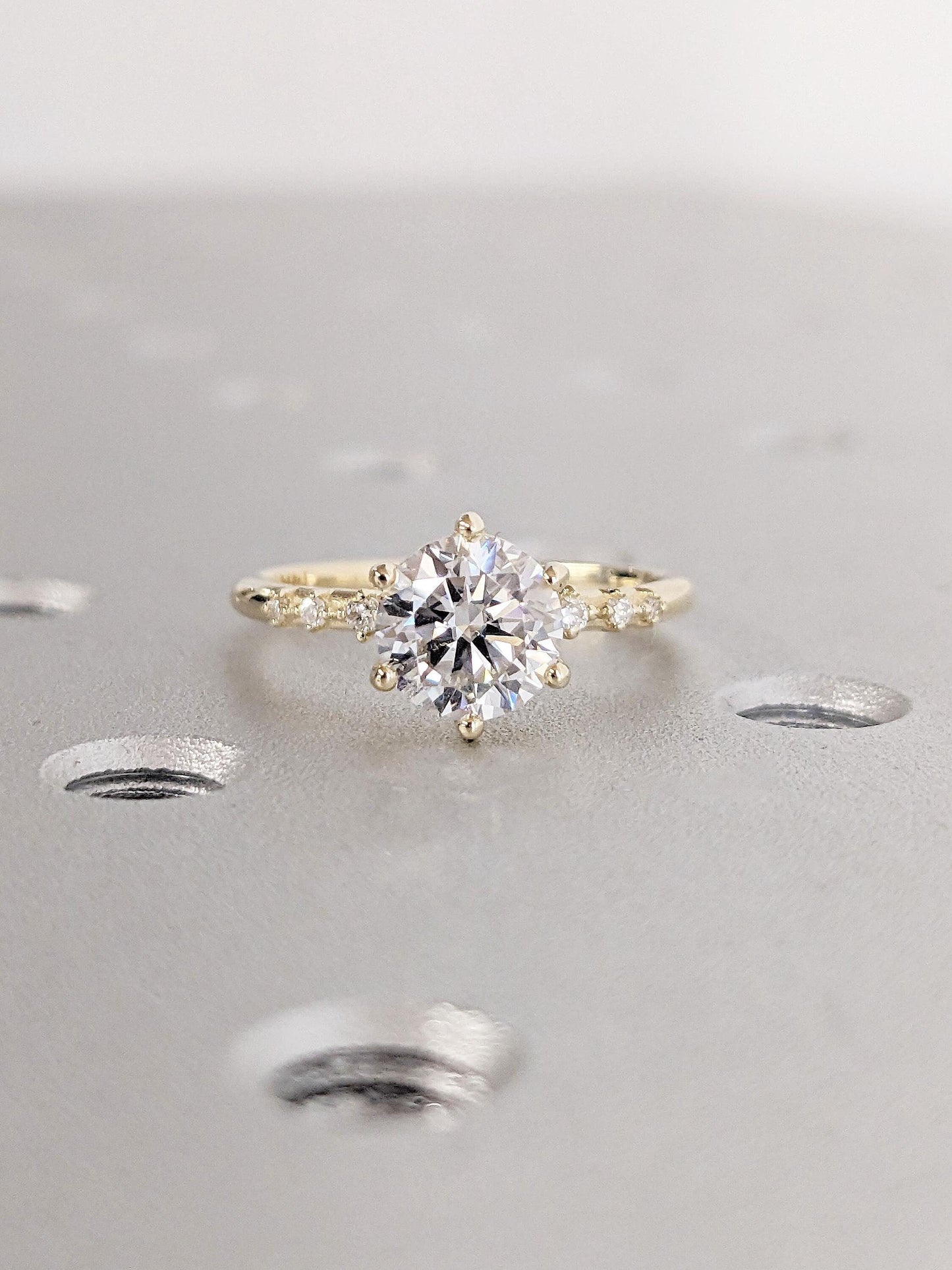 Asscher Three Stones Engagement Ring – 5.75 CT Moissanite Diamond