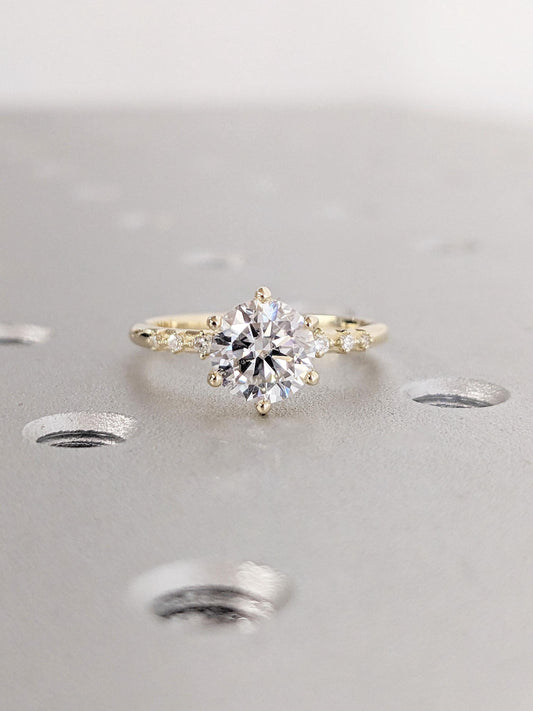 Asscher Three Stones Engagement Ring – 5.75 CT Moissanite Diamond