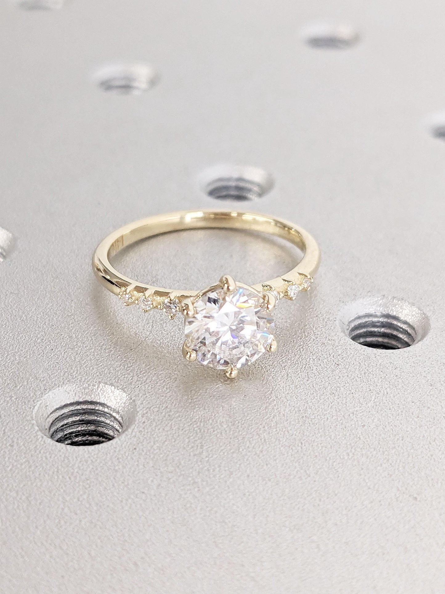 Asscher Three Stones Engagement Ring – 5.75 CT Moissanite Diamond