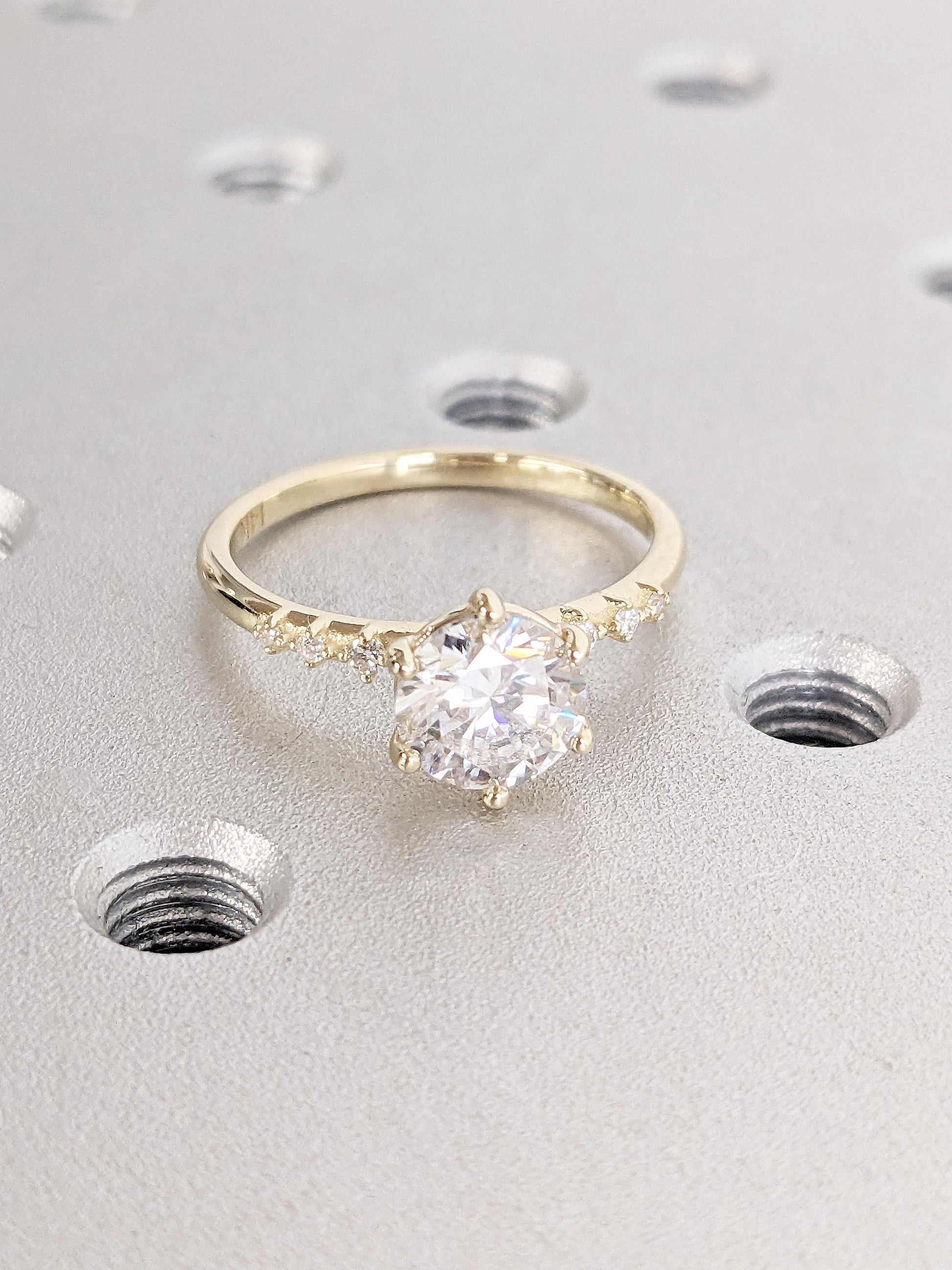 Asscher Three Stones Engagement Ring – 5.75 CT Moissanite Diamond