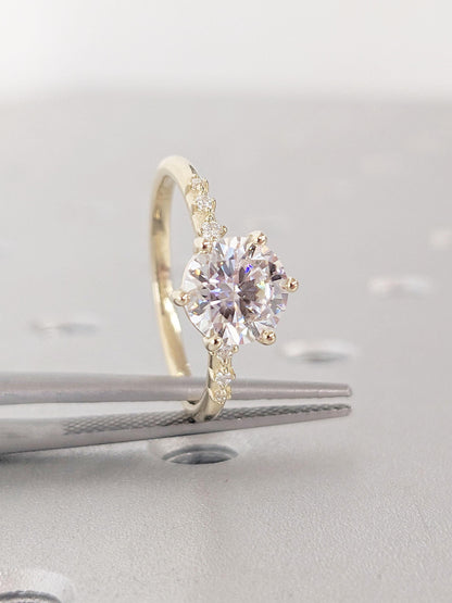 Asscher Three Stones Engagement Ring – 5.75 CT Moissanite Diamond