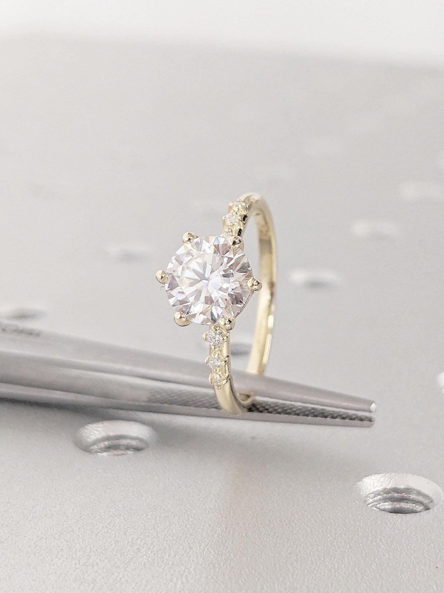 Asscher Three Stones Engagement Ring – 5.75 CT Moissanite Diamond