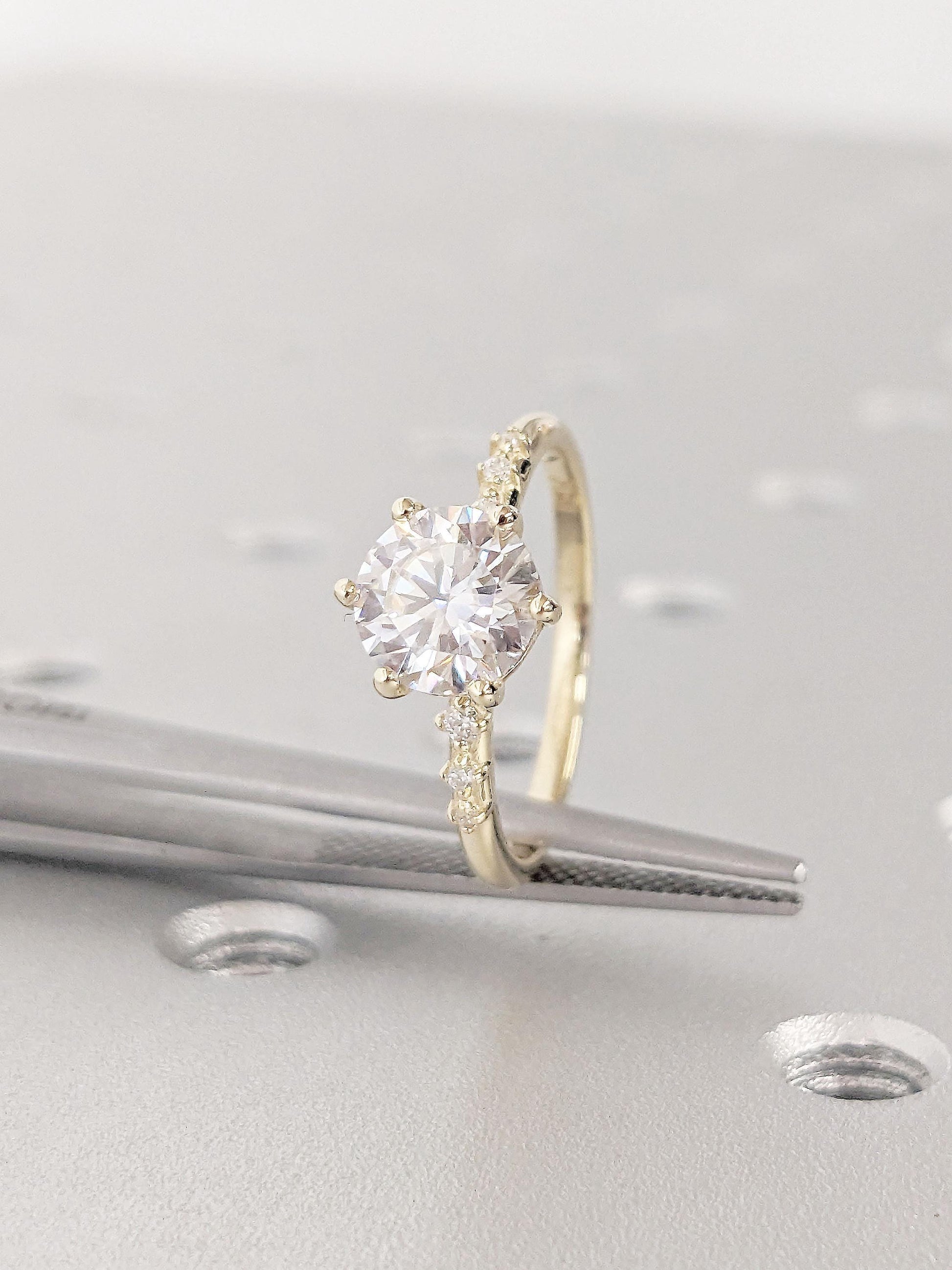 Asscher Three Stones Engagement Ring – 5.75 CT Moissanite Diamond