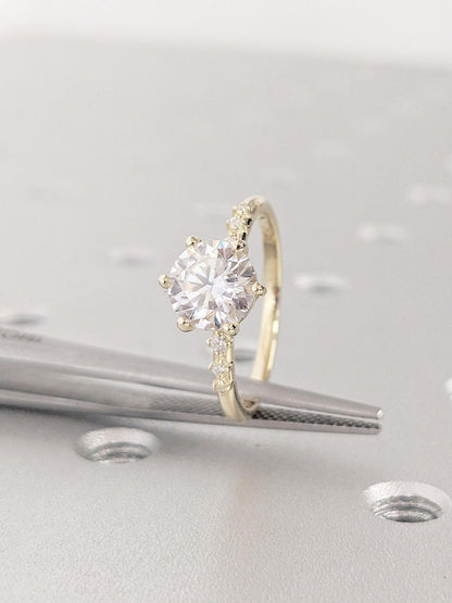 Asscher Three Stones Engagement Ring – 5.75 CT Moissanite Diamond