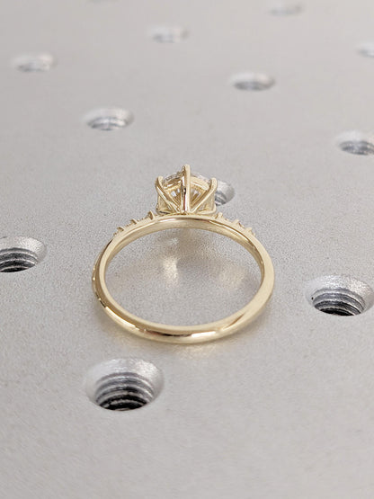Asscher Three Stones Engagement Ring – 5.75 CT Moissanite Diamond