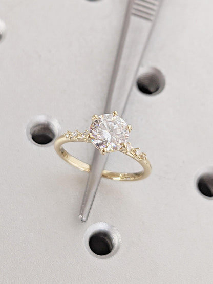Asscher Three Stones Engagement Ring – 5.75 CT Moissanite Diamond