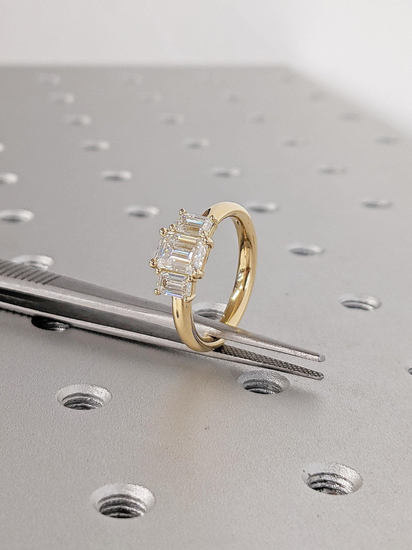 Asscher Three Stones Engagement Ring – 5.75 CT Moissanite Diamond
