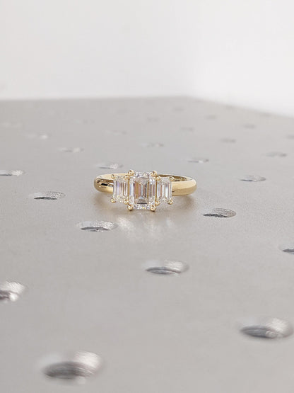 Asscher Three Stones Engagement Ring – 5.75 CT Moissanite Diamond