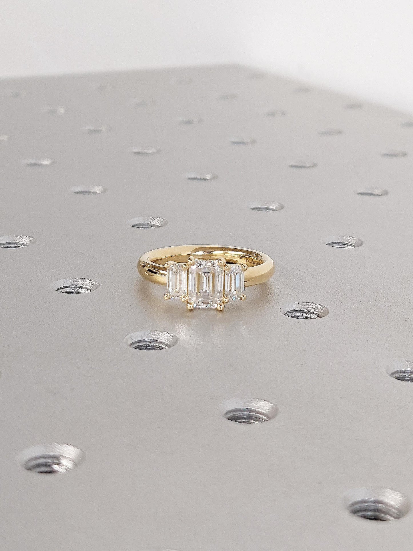 Asscher Three Stones Engagement Ring – 5.75 CT Moissanite Diamond
