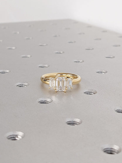 Asscher Three Stones Engagement Ring – 5.75 CT Moissanite Diamond