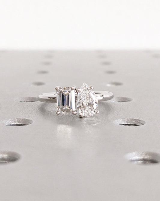 Asscher Three Stones Engagement Ring – 5.75 CT Moissanite Diamond