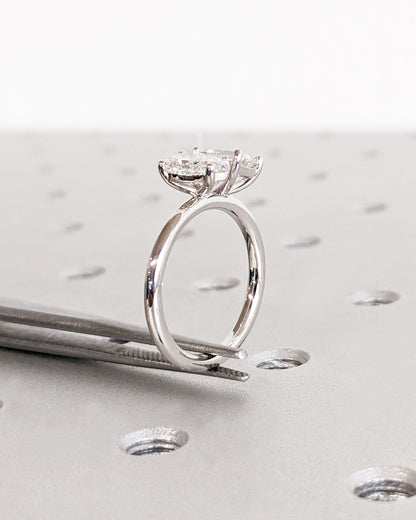 Asscher Three Stones Engagement Ring – 5.75 CT Moissanite Diamond