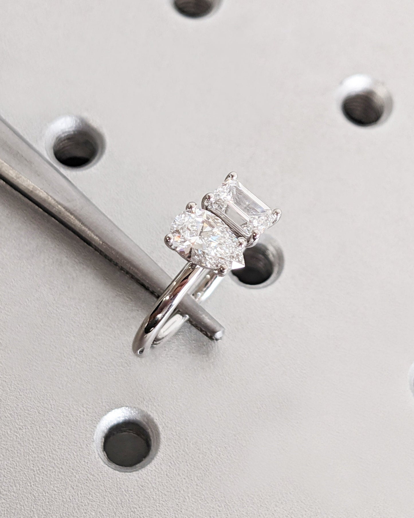 Asscher Three Stones Engagement Ring – 5.75 CT Moissanite Diamond