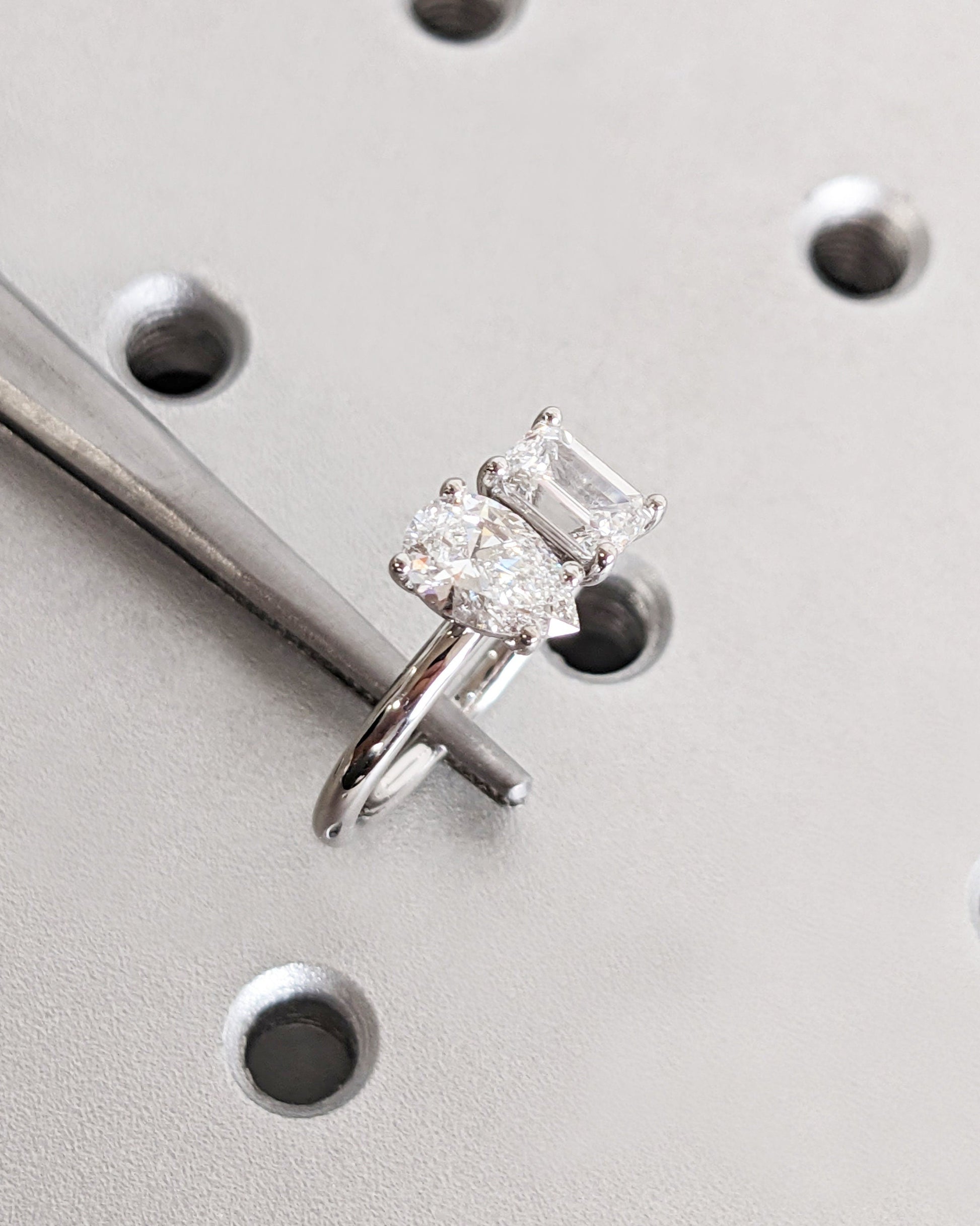 Asscher Three Stones Engagement Ring – 5.75 CT Moissanite Diamond