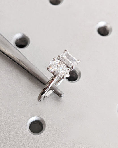 Asscher Three Stones Engagement Ring – 5.75 CT Moissanite Diamond