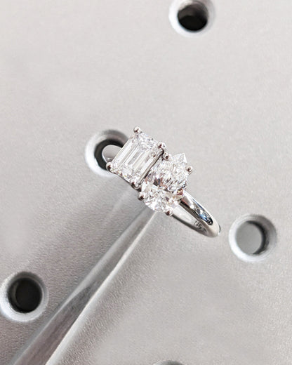 Asscher Three Stones Engagement Ring – 5.75 CT Moissanite Diamond