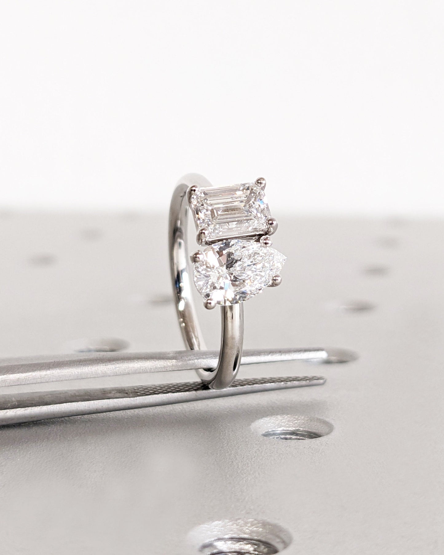 Asscher Three Stones Engagement Ring – 5.75 CT Moissanite Diamond