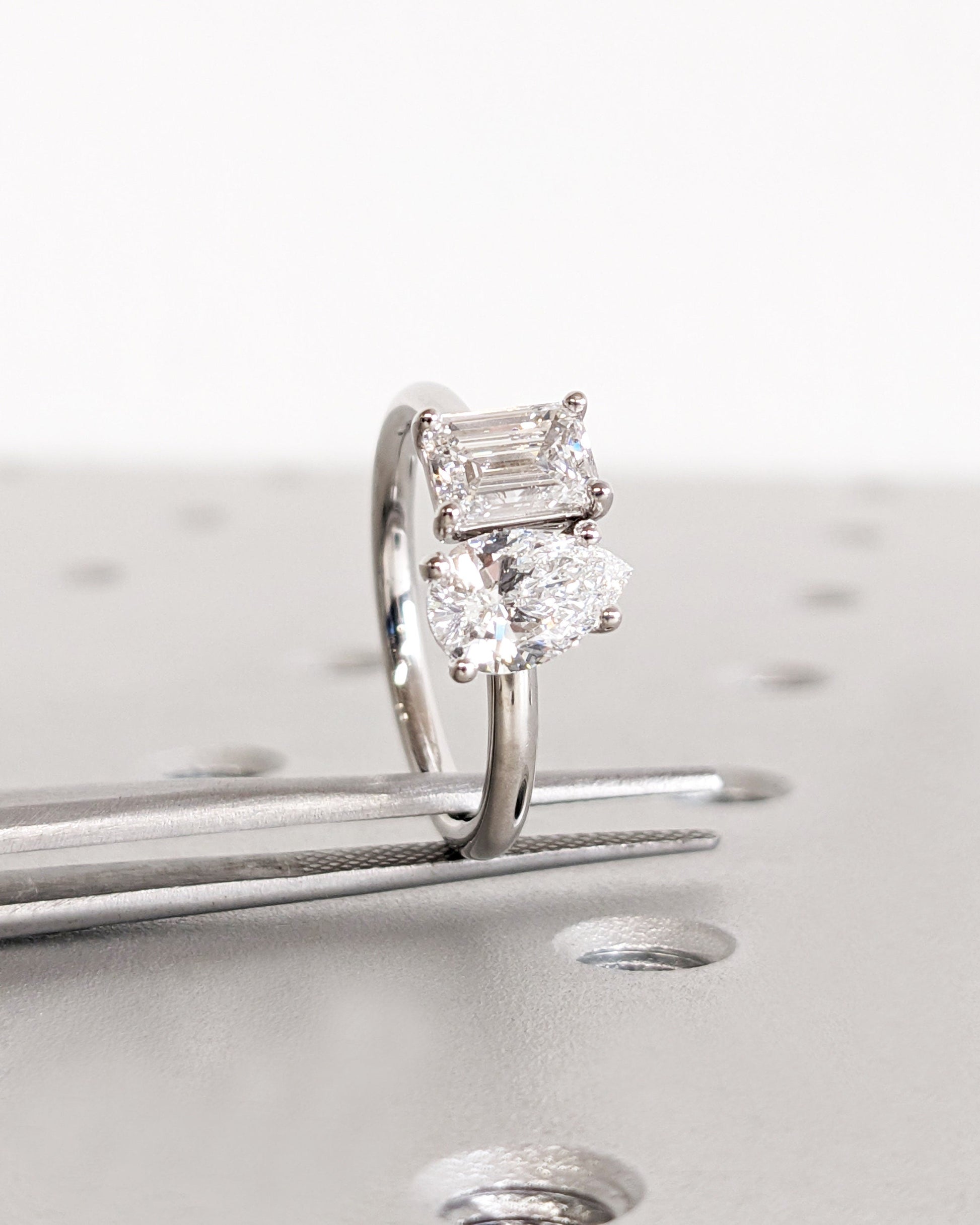 Asscher Three Stones Engagement Ring – 5.75 CT Moissanite Diamond