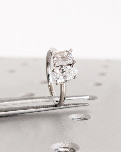 Asscher Three Stones Engagement Ring – 5.75 CT Moissanite Diamond