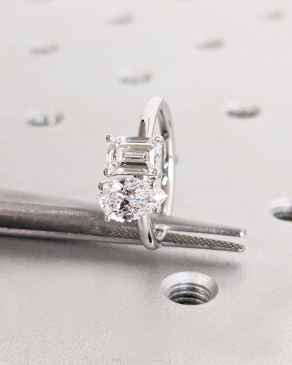 Asscher Three Stones Engagement Ring – 5.75 CT Moissanite Diamond
