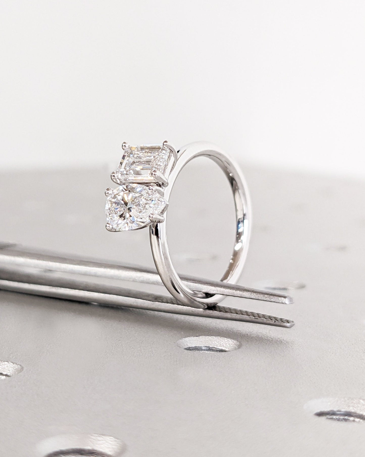 Asscher Three Stones Engagement Ring – 5.75 CT Moissanite Diamond