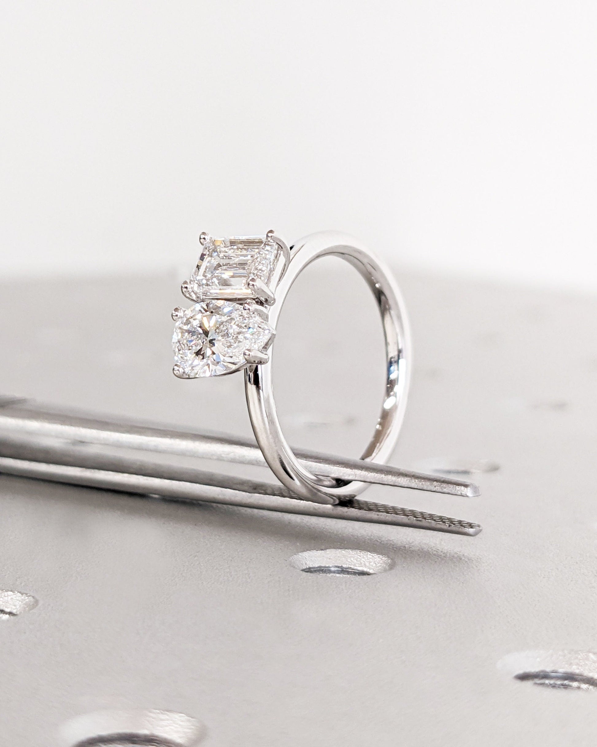 Asscher Three Stones Engagement Ring – 5.75 CT Moissanite Diamond