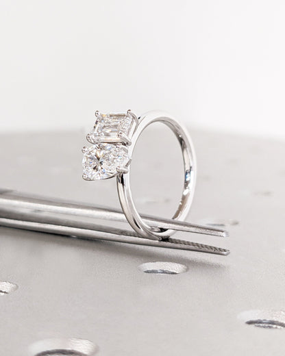 Asscher Three Stones Engagement Ring – 5.75 CT Moissanite Diamond