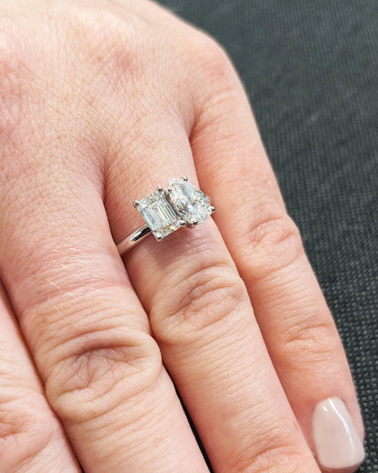 Asscher Three Stones Engagement Ring – 5.75 CT Moissanite Diamond