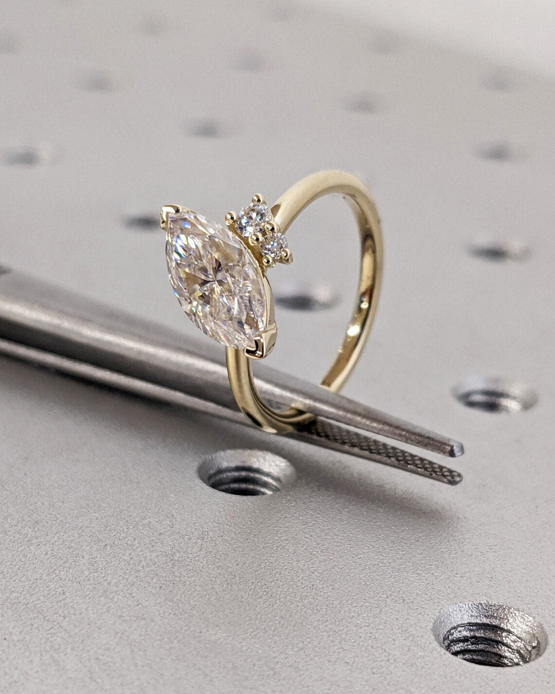Asscher Three Stones Engagement Ring – 5.75 CT Moissanite Diamond