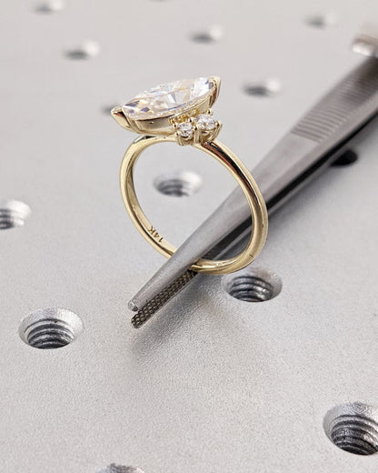 Asscher Three Stones Engagement Ring – 5.75 CT Moissanite Diamond