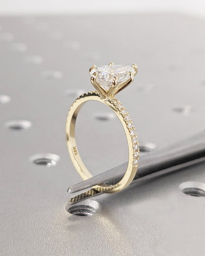 Asscher Three Stones Engagement Ring – 5.75 CT Moissanite Diamond