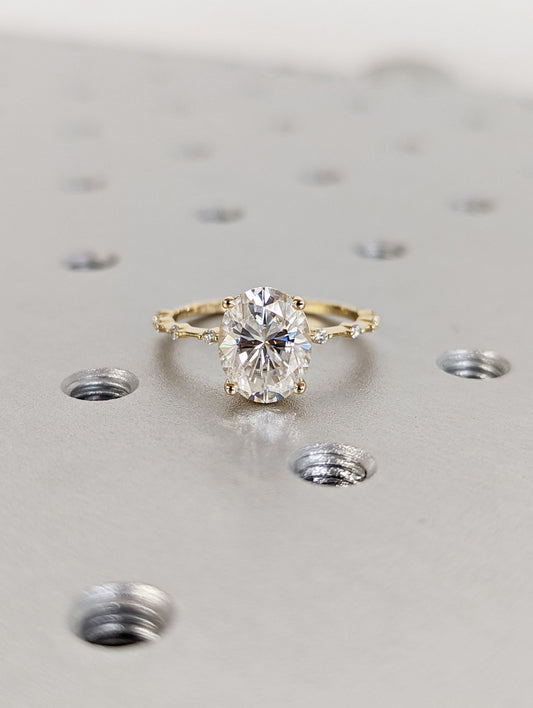 Asscher Three Stones Engagement Ring – 5.75 CT Moissanite Diamond
