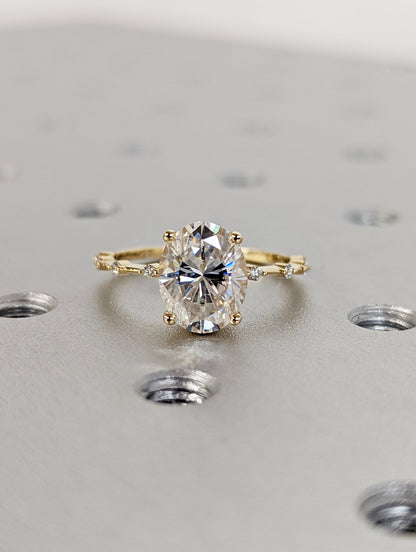 Asscher Three Stones Engagement Ring – 5.75 CT Moissanite Diamond