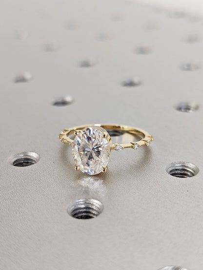 Asscher Three Stones Engagement Ring – 5.75 CT Moissanite Diamond