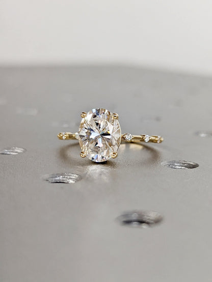 Asscher Three Stones Engagement Ring – 5.75 CT Moissanite Diamond