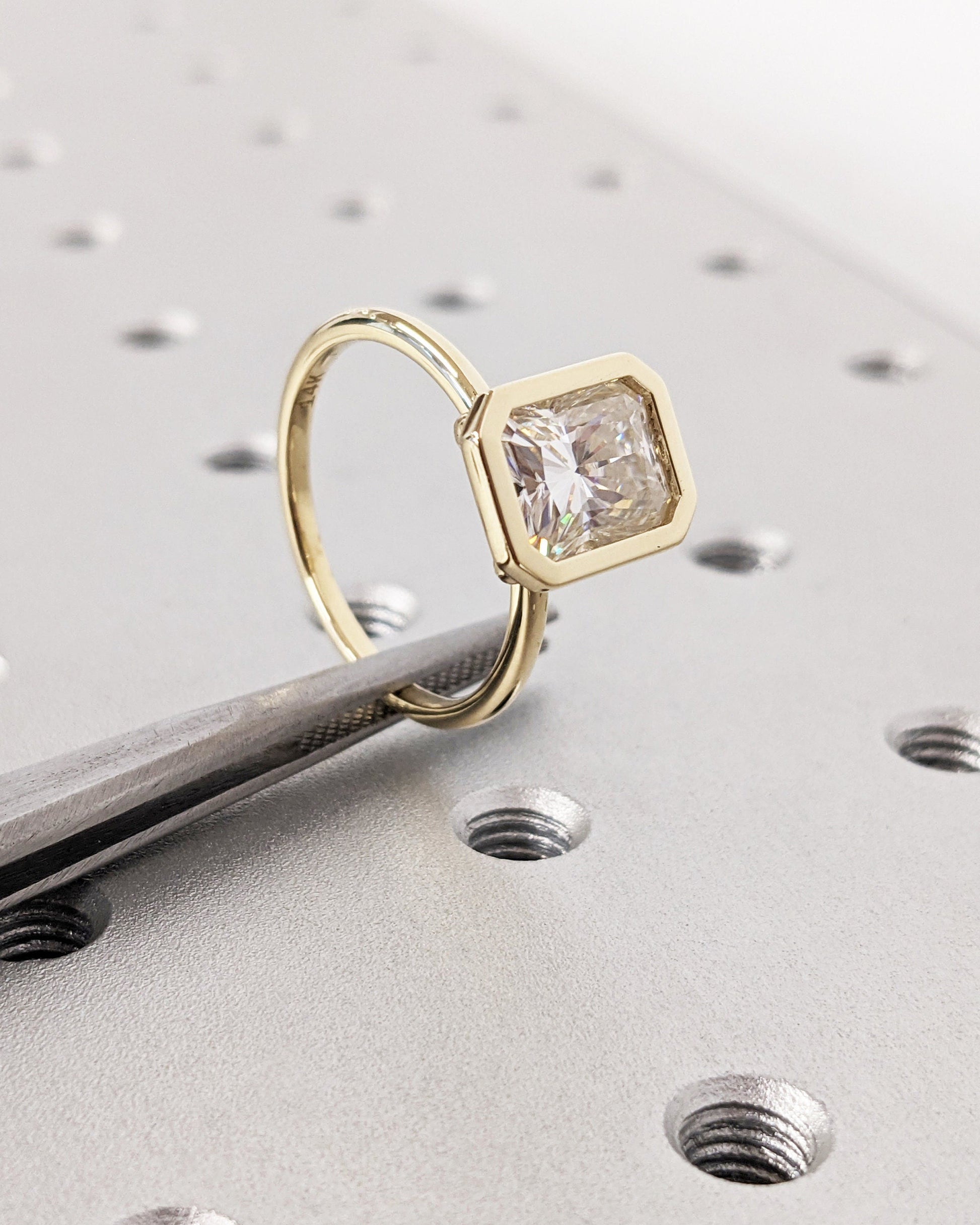 Asscher Three Stones Engagement Ring – 5.75 CT Moissanite Diamond
