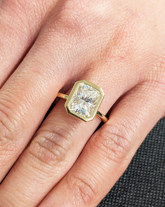 Asscher Three Stones Engagement Ring – 5.75 CT Moissanite Diamond