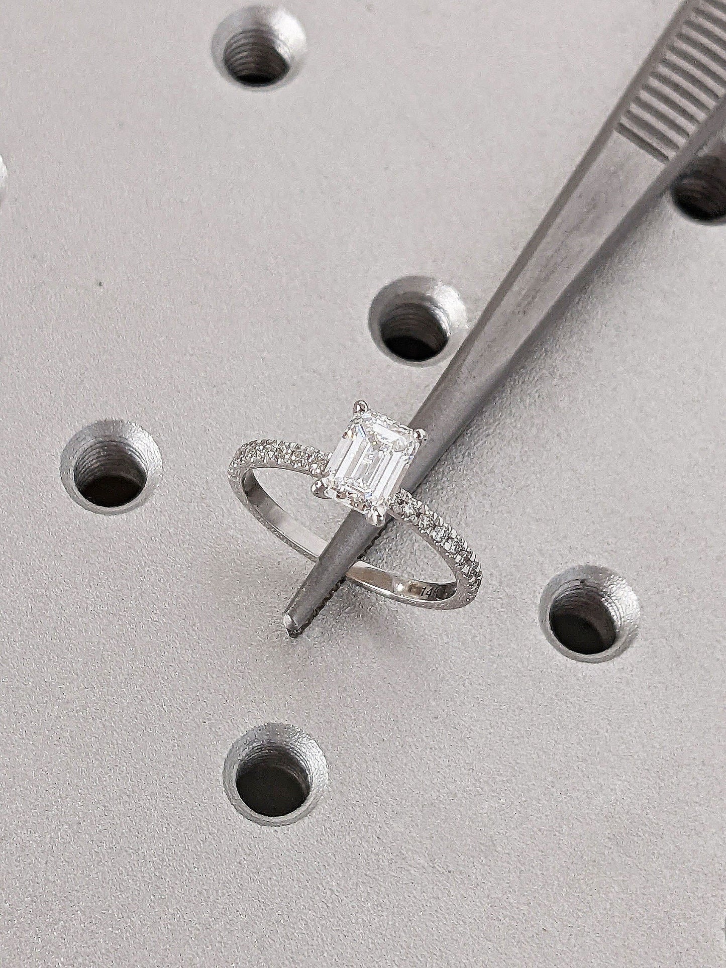 Asscher Three Stones Engagement Ring – 5.75 CT Moissanite Diamond