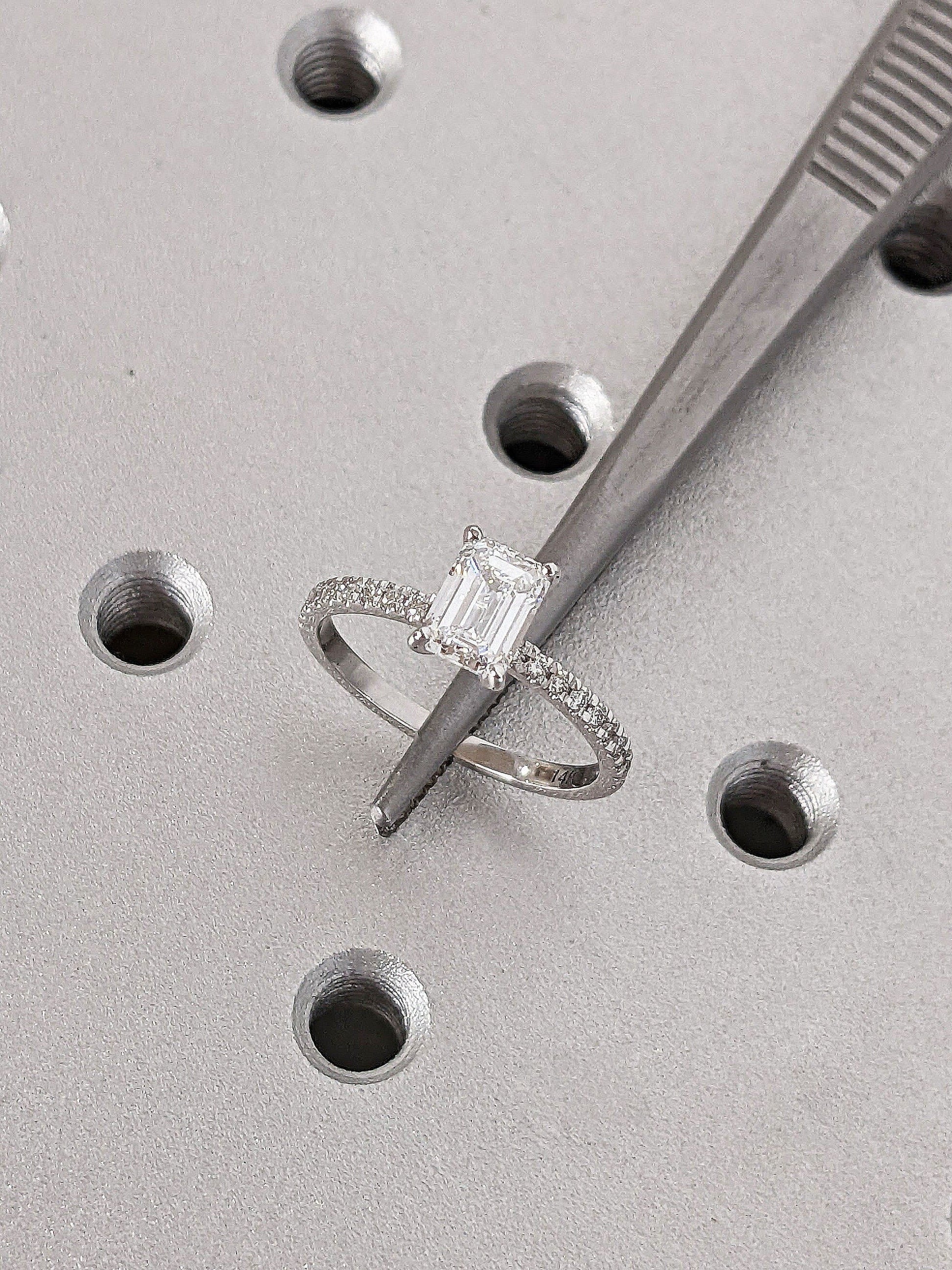 Asscher Three Stones Engagement Ring – 5.75 CT Moissanite Diamond