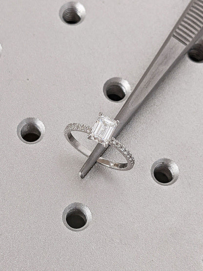 Asscher Three Stones Engagement Ring – 5.75 CT Moissanite Diamond