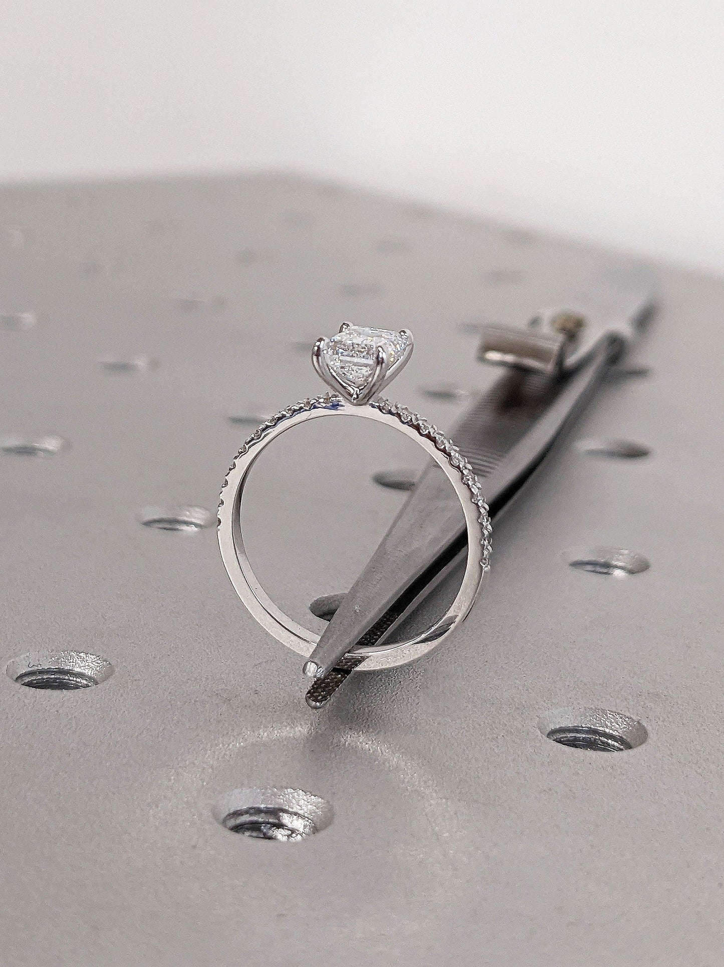 Asscher Three Stones Engagement Ring – 5.75 CT Moissanite Diamond