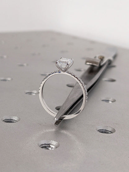 Asscher Three Stones Engagement Ring – 5.75 CT Moissanite Diamond