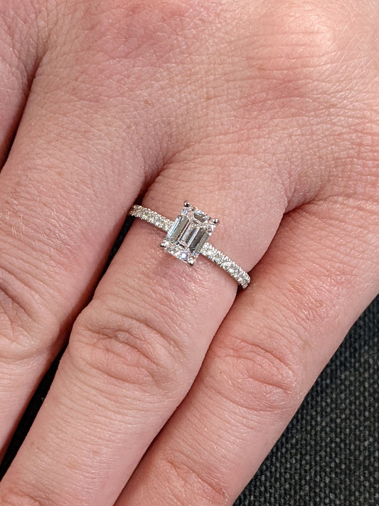 Asscher Three Stones Engagement Ring – 5.75 CT Moissanite Diamond